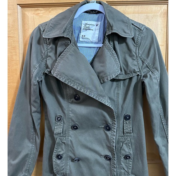 Pre-loved American Eagle Women’s Sz Small Green Army Jacket - Picture 3 of 16